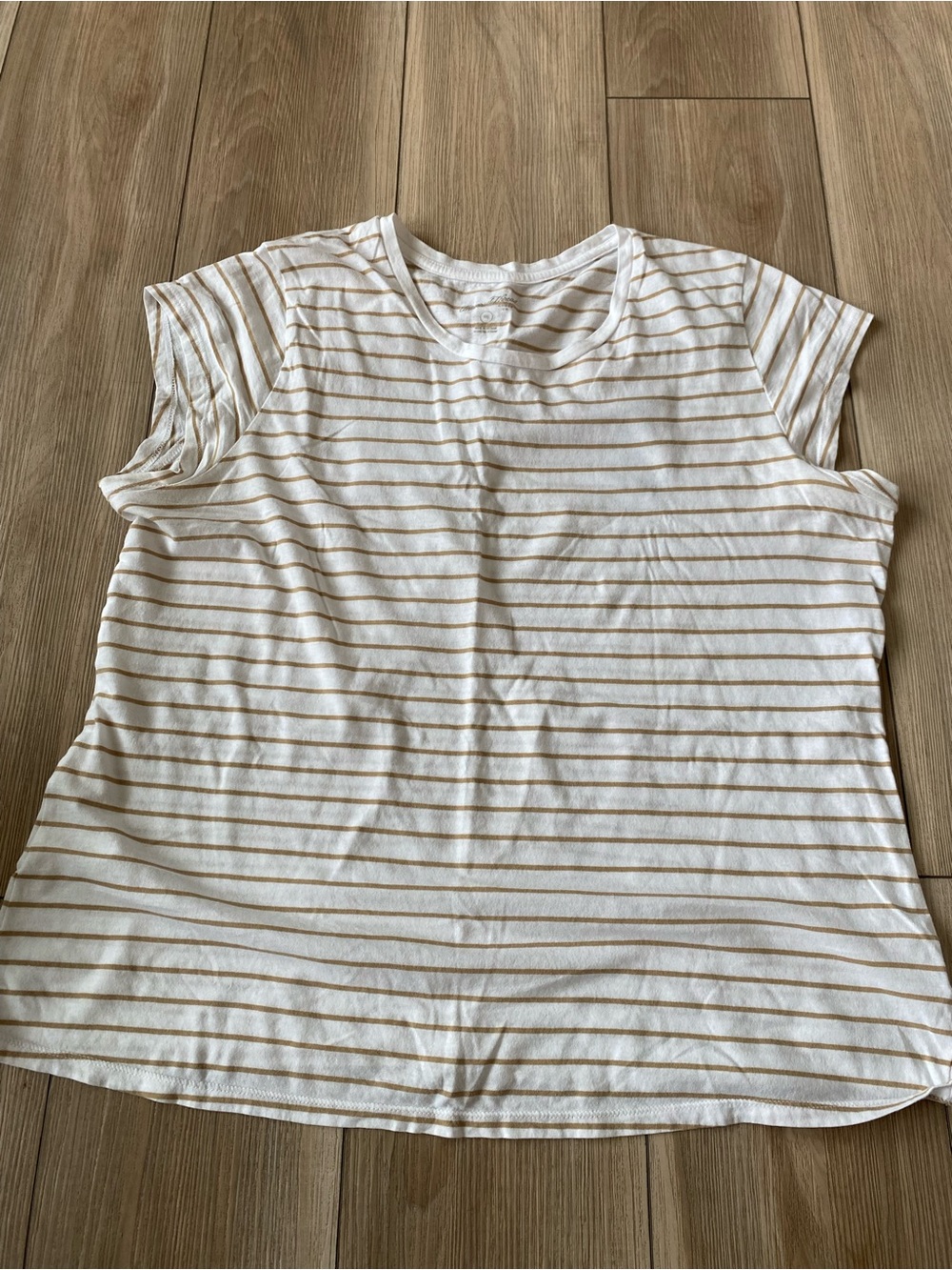 Universal Thread White Tee with Tan Stripes